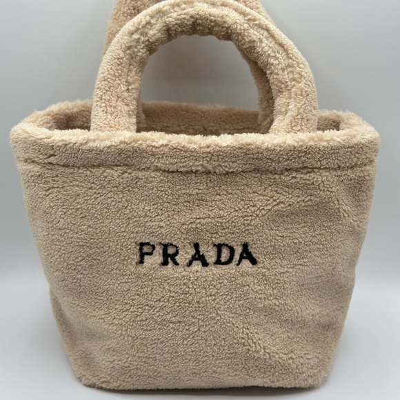 Prada Handbags - Prada Cream Sherpa Novelty Tote